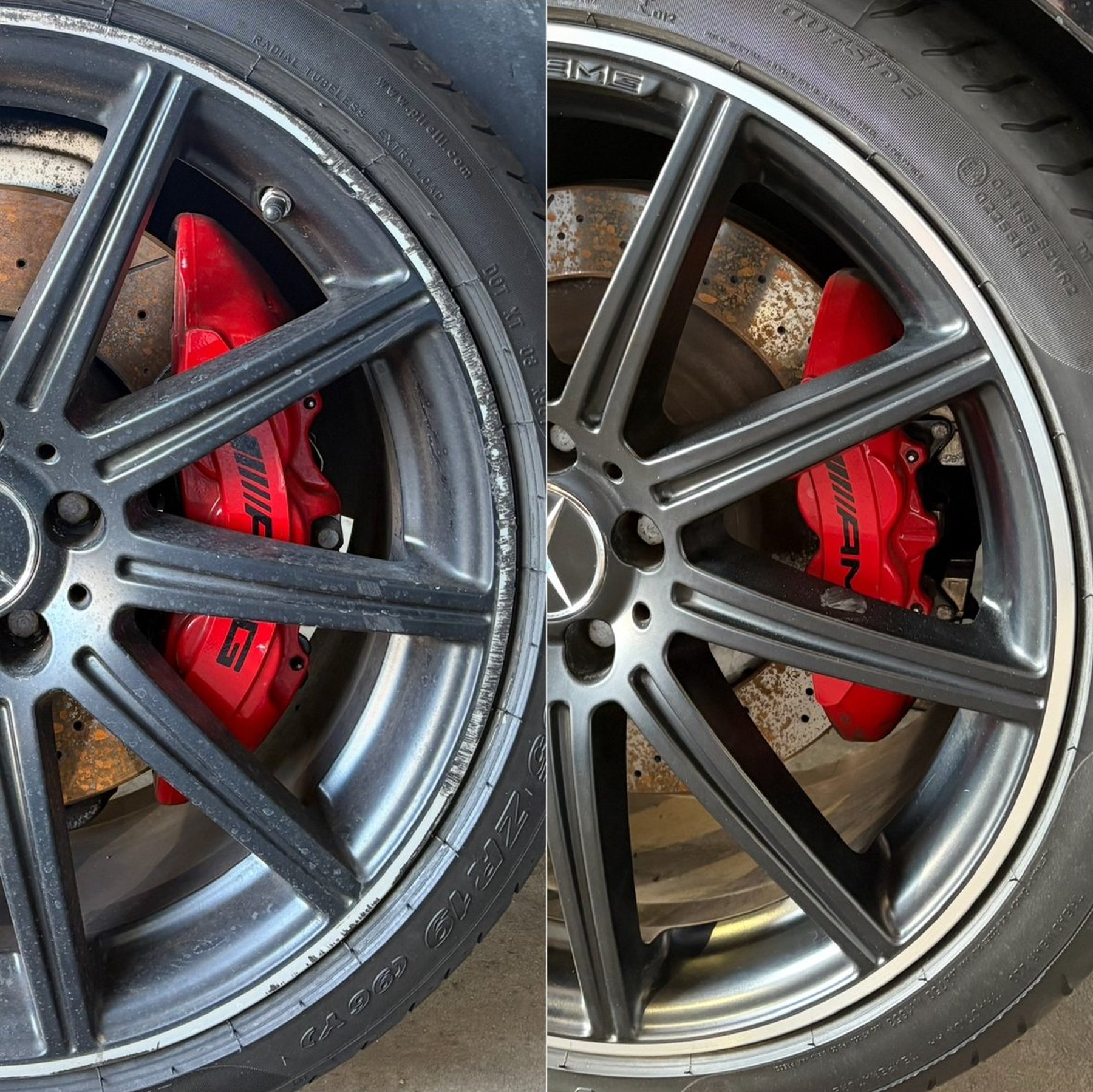 AMG wheel reconditioned for dealership lot