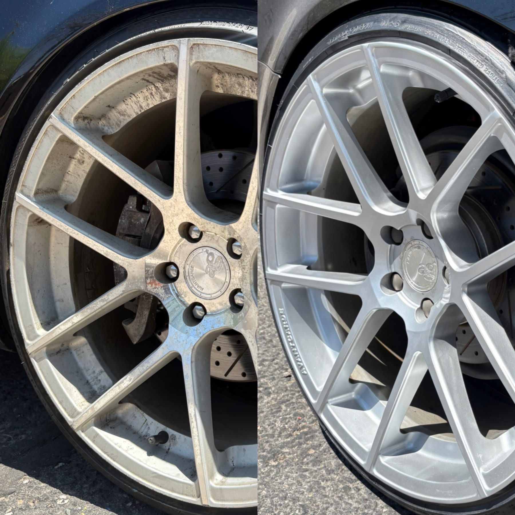 Avantgarde wheel before and after refinishing
